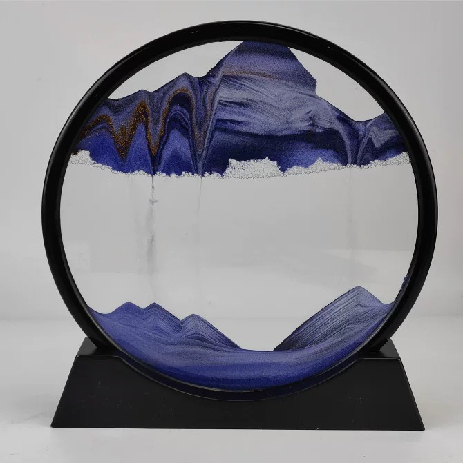 Tranh thủy tinh cát lún chuyển động 3D hình tròn phụ kiện decor trang trí nhà cửa
