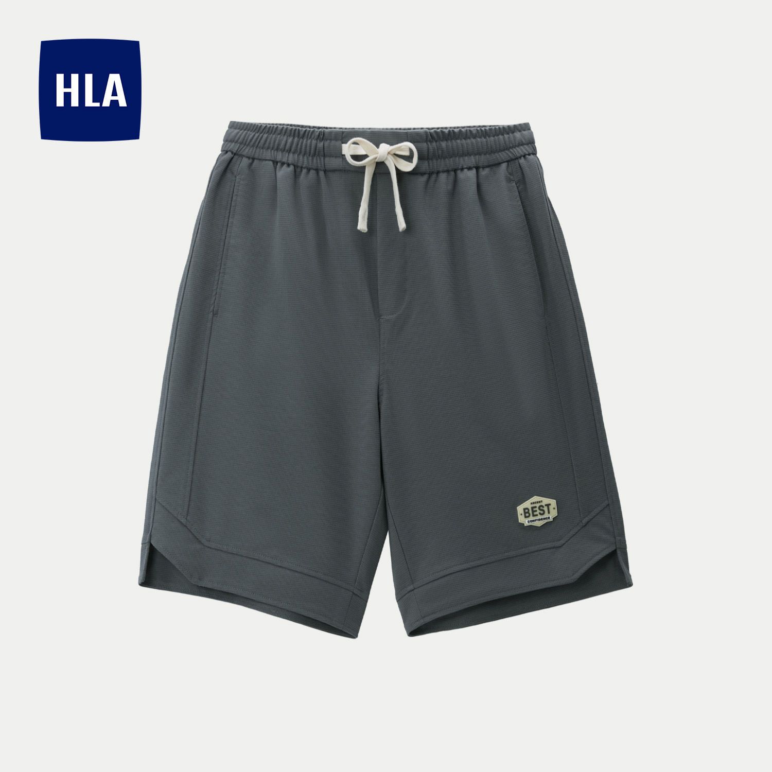 HLA - Quần short nam lưng thun dây rút co giãn tốt mịn và mát Soft &amp; breathable drawstring dark grey Shorts