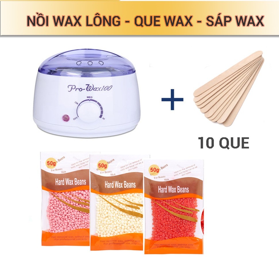 [Hcm]Nồi Nấu Sáp Wax Nóng Pro 100 Tặng Kèm 100 Gram Sáp Và 10 Que Gỗ Siêu Tiện Lợi