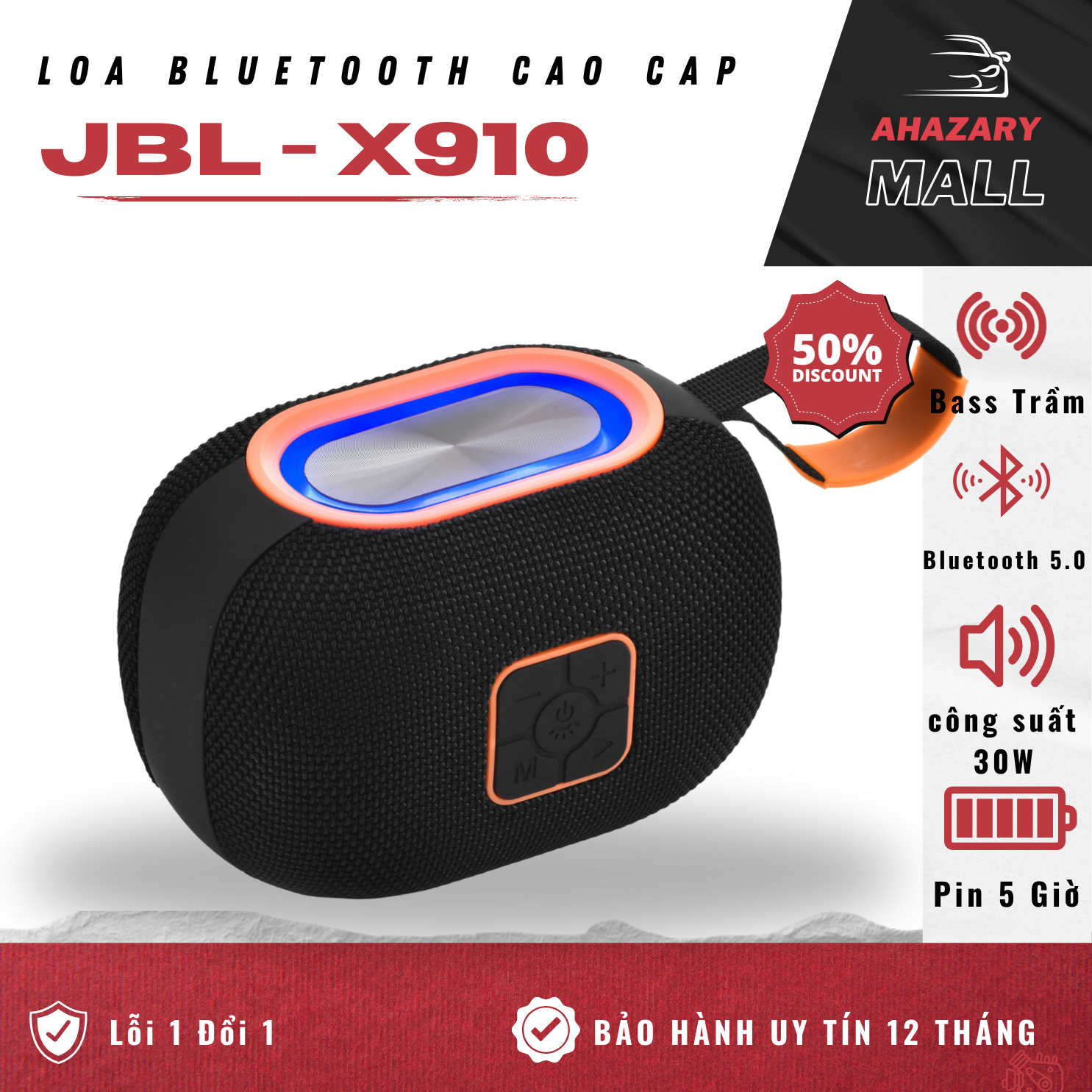 [3-13.9 voucher 8%] Loa Bluetooth JBL X910  Loa Mini siêu trầm bass cực căng  Bluetooth 5.0  Âm Than