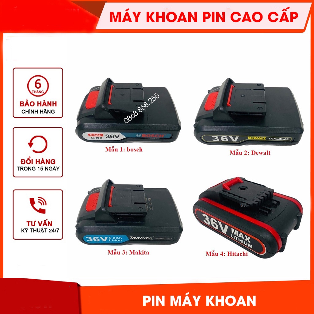 Pin máy khoan 26v 36v 21v 48V 5 cell- dùng cho máy makita bosch dewalt