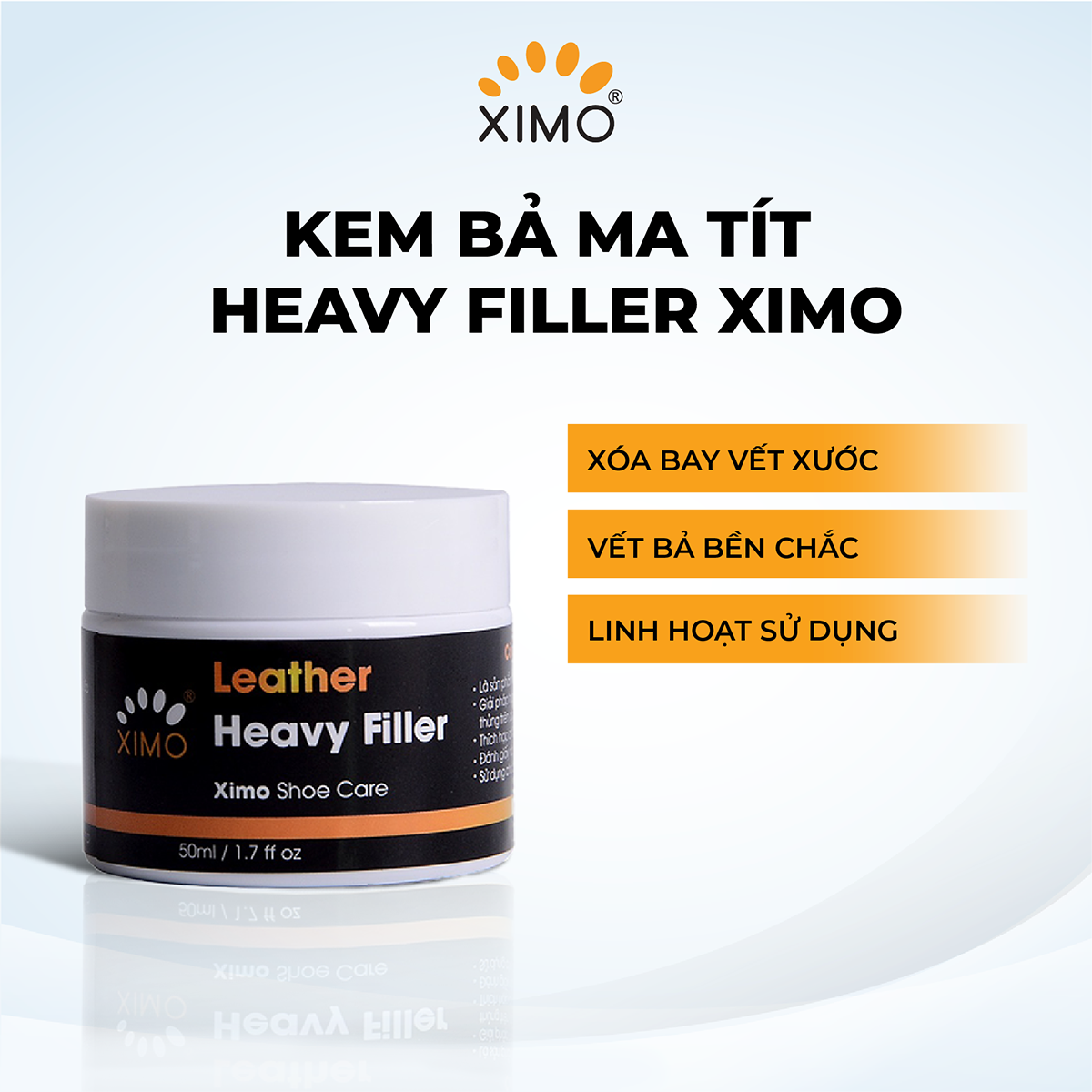 Kem Bả Ma Tít Heavy Filler XIMO 50ml Chuyên Vá Sửa Chữa Vết Rạn Nứt Bong Tróc Trên Da Giày Ghế Túi V