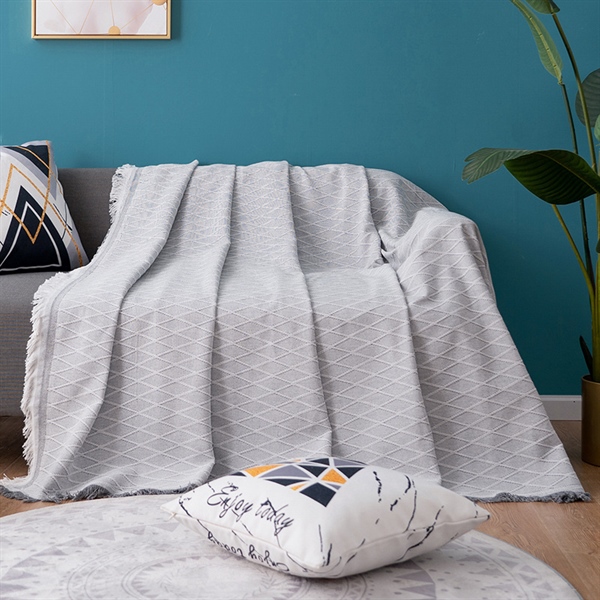 Chăn Thảm Phủ Ghế Sofa Đan Len Tua Rua Màu Trơn Phong Cách Hiện Đại