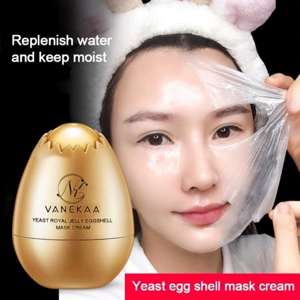 Mặt nạ căng da và nâng cơ mặt quả trứng vanekaa yeast royal jelly egg shell mask cream
