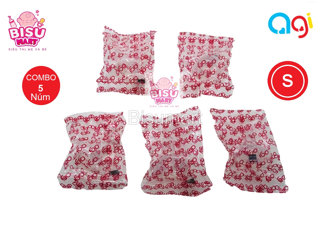 Combo 5 Núm vú Cổ Hẹp cho bé AGI SIZE S M L