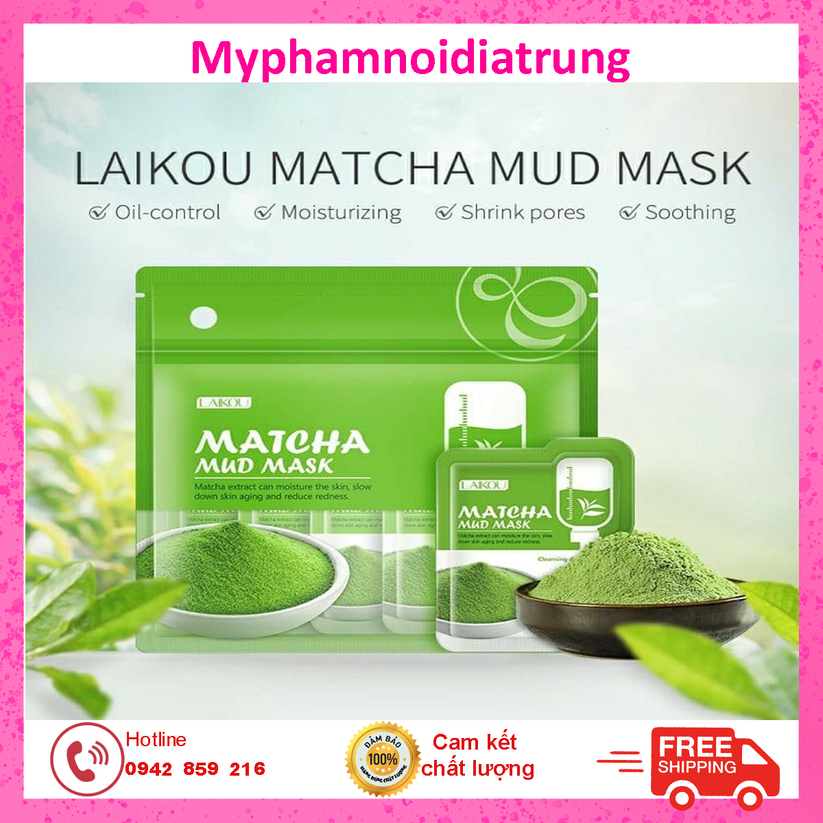 Mặt Nạ Matcha Laikou Trà Xanh 5G Hàng Nội Địa Trung - Mặt Nạ Sáng Da - Se Khít Lỗ Chân Lông