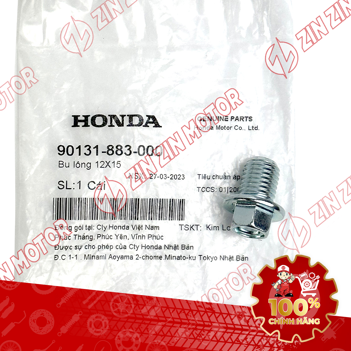 Ốc Xả Nhớt Máy Xe SH Mode 2020 2021 2022 2023 2024 12X15MM 90131-883-000 Chính Hãng - ZZM