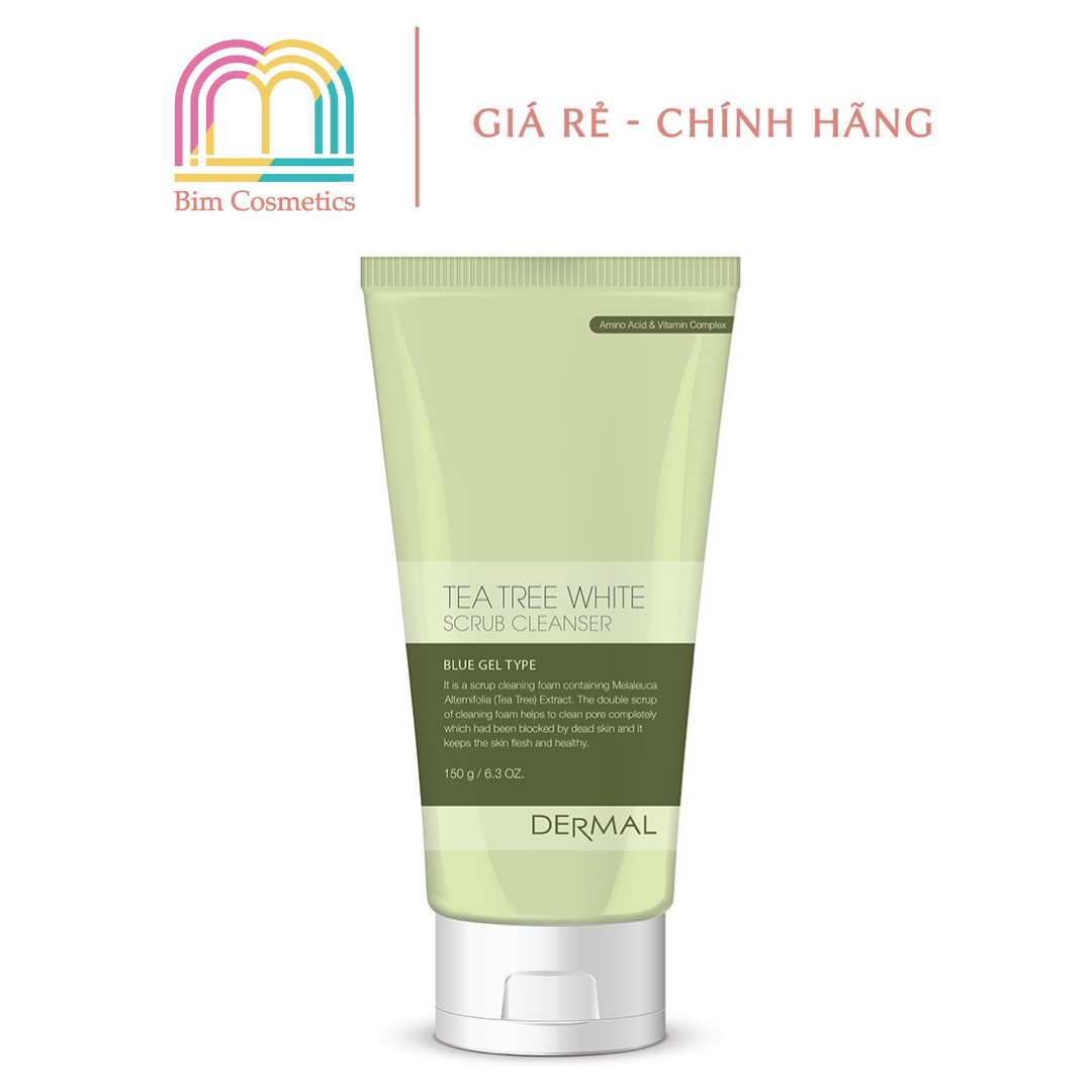 [Sale Sốc] Sữa Rửa Mặt Trà Xanh Dermal Tea Tree White Scrub Cleanser 150Ml