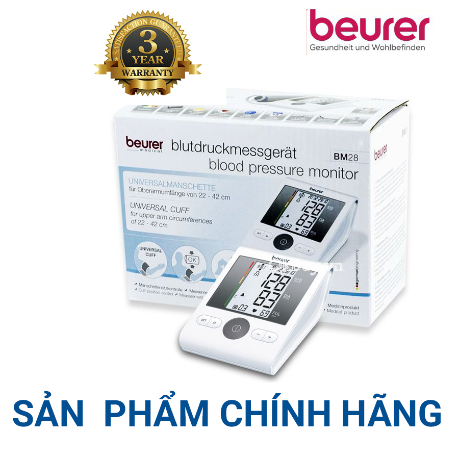 [Hàng Đức] Máy đo huyết áp bắp tay Beurer BM28 | Bảo Hành 3 Năm