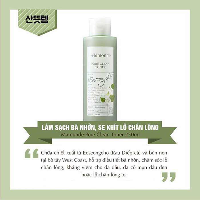 [HCM]Nước Hoa Hồng Mamonde Pore Clean Toner 250ml