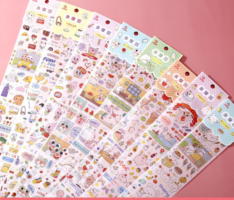 Hình dán sticker cute nền mờ hình cô gái công chúa động vật hoạt hình dễ thương
