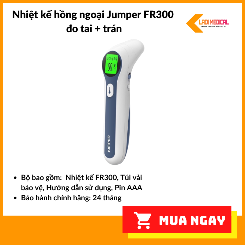 [Hcm]Nhiệt Kế Hồng Ngoại Jumper Fr300 Đo Tai + Trán (Fda Hoa Kỳ + Xuất Usa) Hàng Chính Hãng Bh 24 Tháng