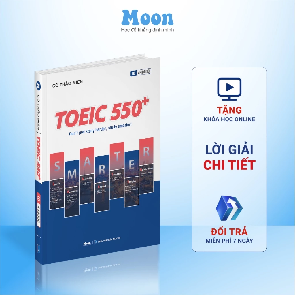 Sách Toeic 550+ Ôn thi toeic 2 kỹ năng reading & listening 2024 - Moonbook