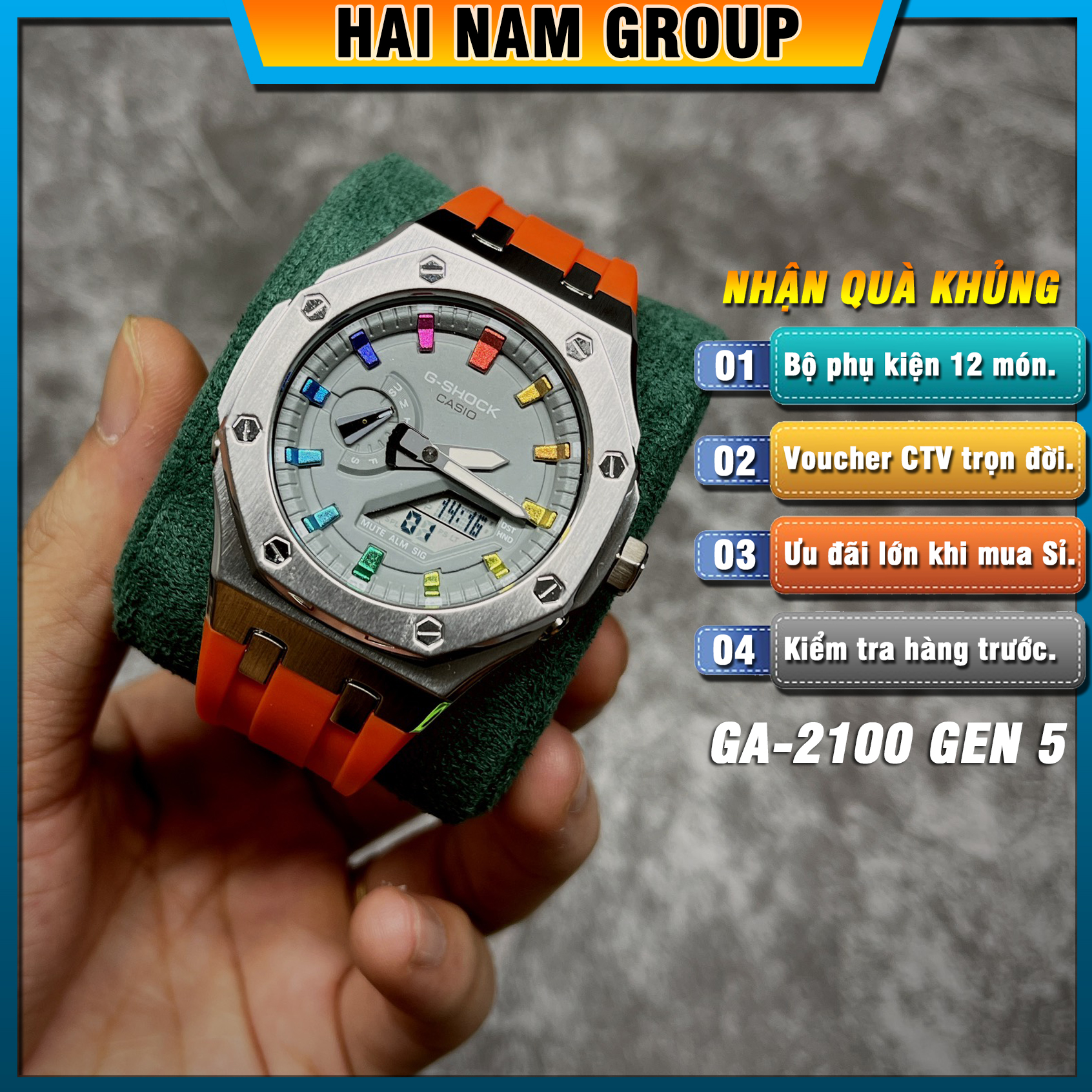 Đồng hồ nam G-SHOCK GA-2100-1A Custom Ap Gen 5 HNG503 Dây nhựa vỏ thép - Full chức năng - Đầy đủ phụ kiện