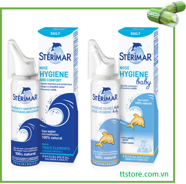 Sterimar Nose Hygiene - Dung Dịch Xịt Mũi Hằng Ngày Đẳng Trương [Sterima Xịt Mũi Cá Heo Nước Rửa Mũi)