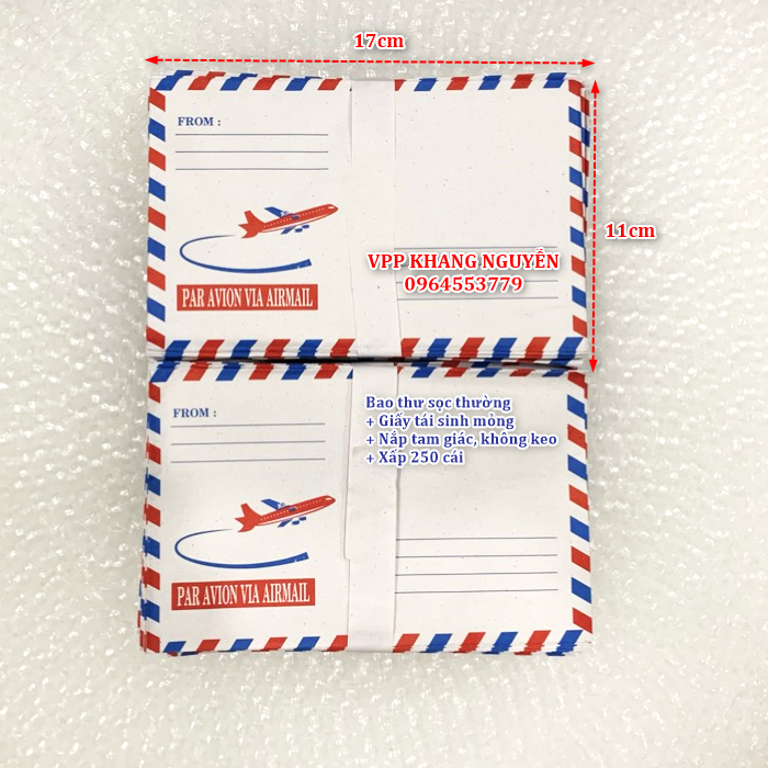 Bao Thư Sọc Thường Mỏng Không Keo (xấp 250 cái)