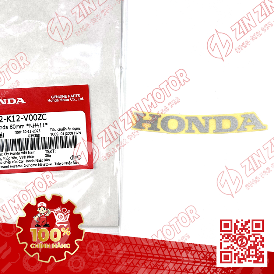 Tem Chữ Honda Cong 80mm Tem Mu Rùa Xe Lead 125 2022 2023+ 86102-K12-V00ZC 86102-K12-V00ZD 86102-K12-