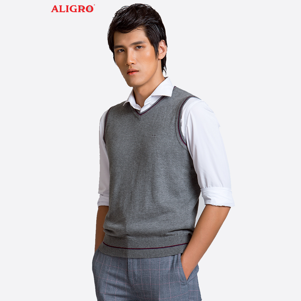 Áo Len Gile nam màu xám đậm kẻ viền ALENGL016