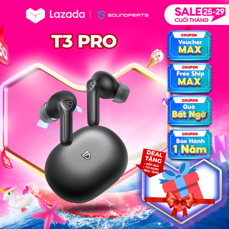 Tai nghe True Wireless SoundPEATS T3 Pro ANC Spatial Audio Bluetooth 5.4