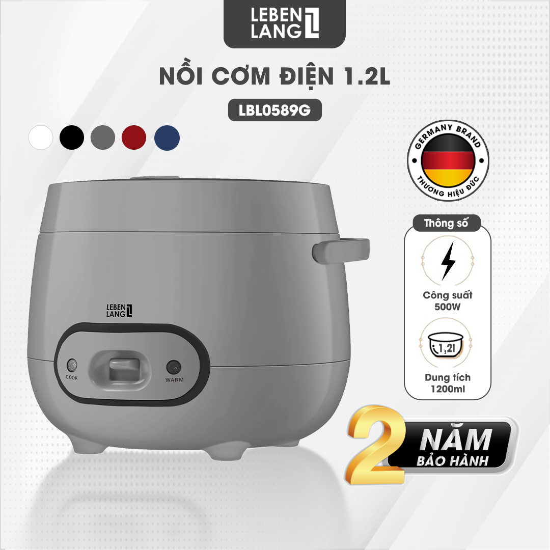 Nồi cơm điện Lebenlang LBL0589 dung tích 1200ml công suất 500W thiết kế đơn giản hiện đại cho