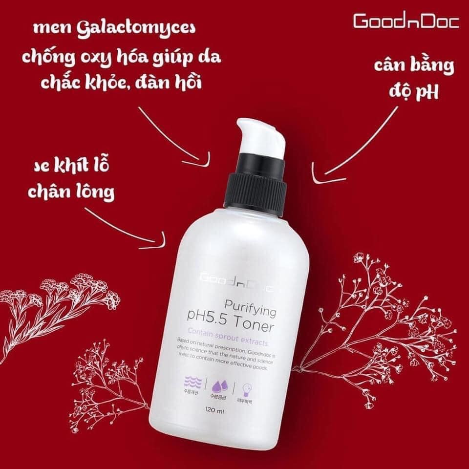 [Hàng Chính Hãng] Toner Dưỡng Goodndoc Purifying Ph 5.5 Toner Làm Sạch Sâu + Dưỡng Chất - Ngăn Ngừa Lão Hóa Da