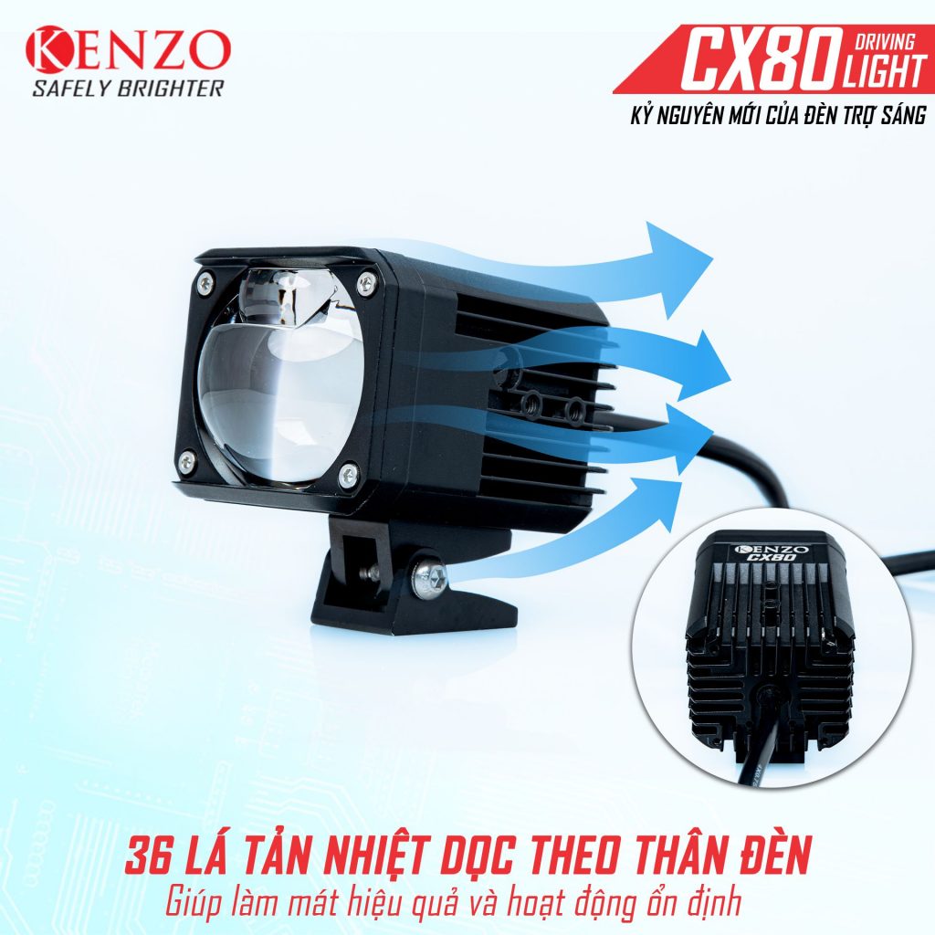 Bi cầu trợ sáng  CX80 chính hãng KenZo Đèn pha bi cầu KenZo gắn Mô tô xe máy ô tô chống nước tuyệt đối bảo hành 1 năm
