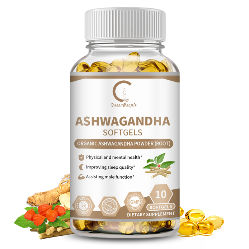 GPGP GreenPeople Ashwagandha Softgel 2100mg với chiết xuất hạt tiêu đen để giảm căng thẳng tăng cườn