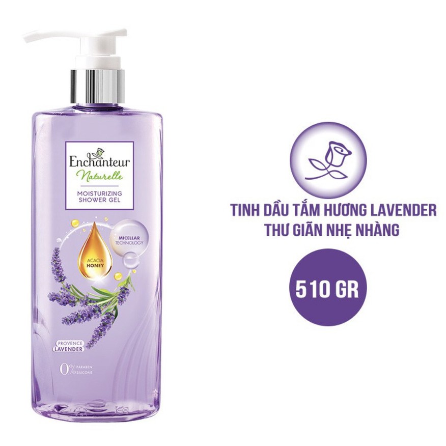 Sữa Tắm Dưỡng Da Enchanteur Naturelle Hương Hoa Lavender Bổ Sung Mật Ong Acacia Từ Pháp - 510G