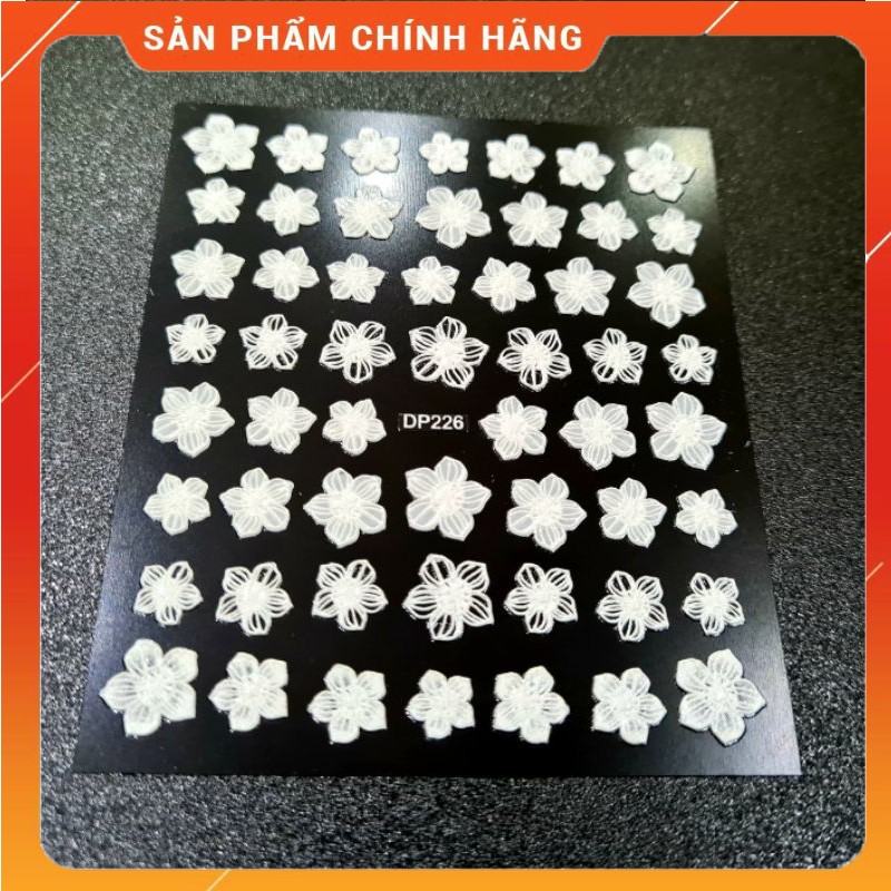 STICK HOA TRẮNG - MẪU HOA NỔI DÁN MÓNG TAY SIÊU ĐẸP