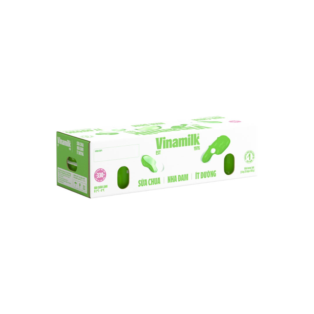 Sữa chua ăn Vinamilk vị nha đam ít đường (bổ sung collagen) - Thùng 24 hộp x 100g