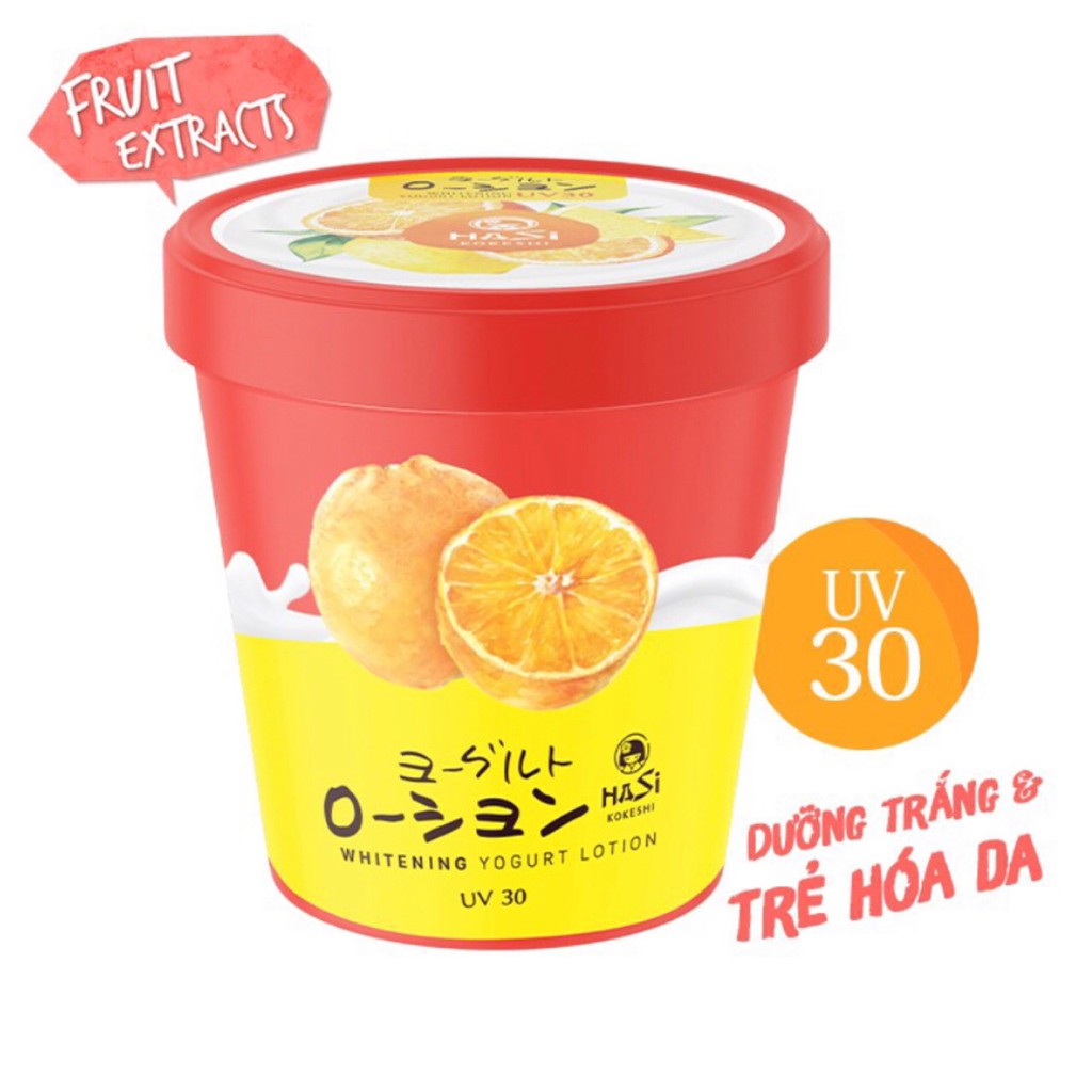 Kem Lotion Dưỡng Thể Trắng Da Yogurt Trái Cây Hasi Whitening Yogurt Lotion UV 30