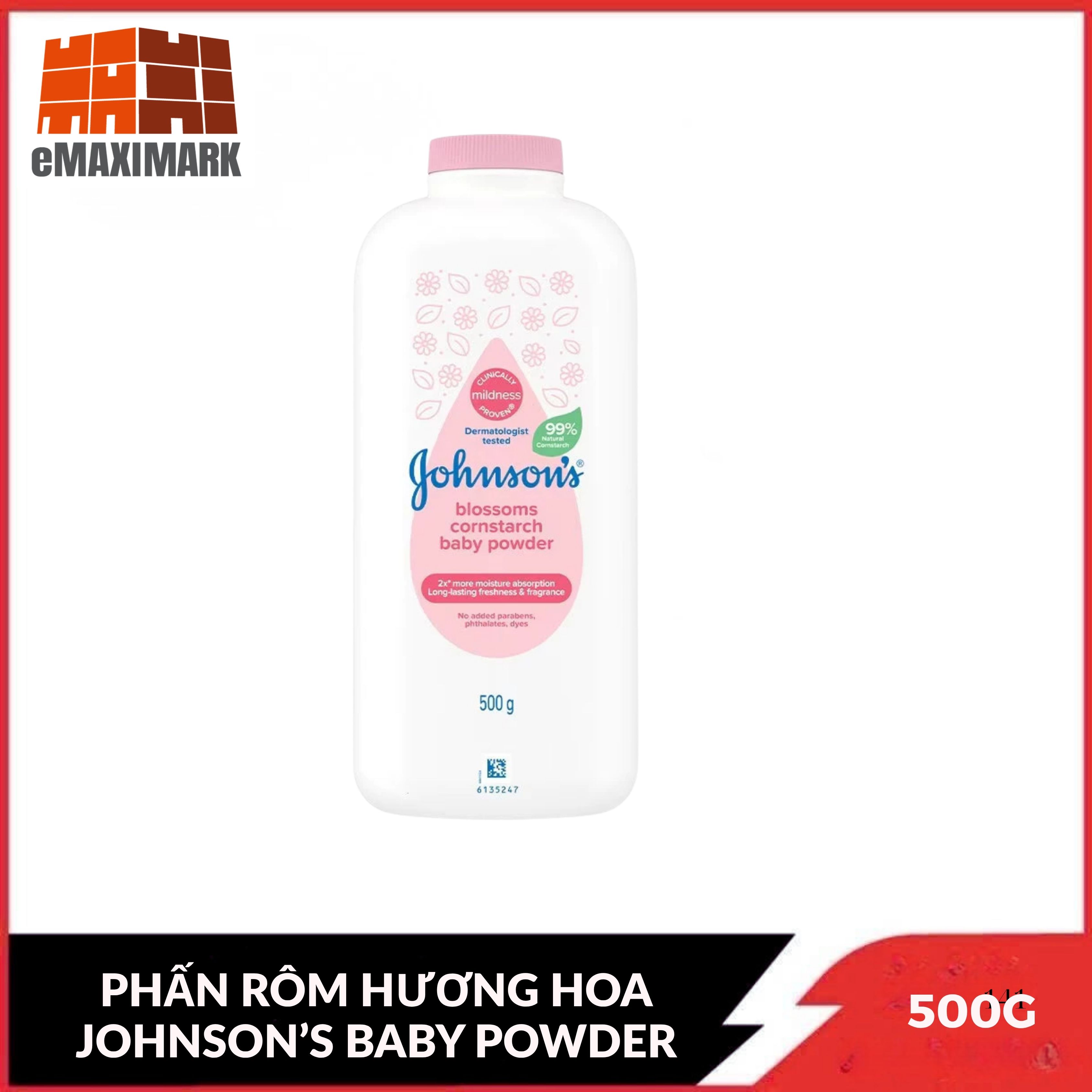 Phấn Johnsons Blossoms Cornstarch Baby Powder 500g