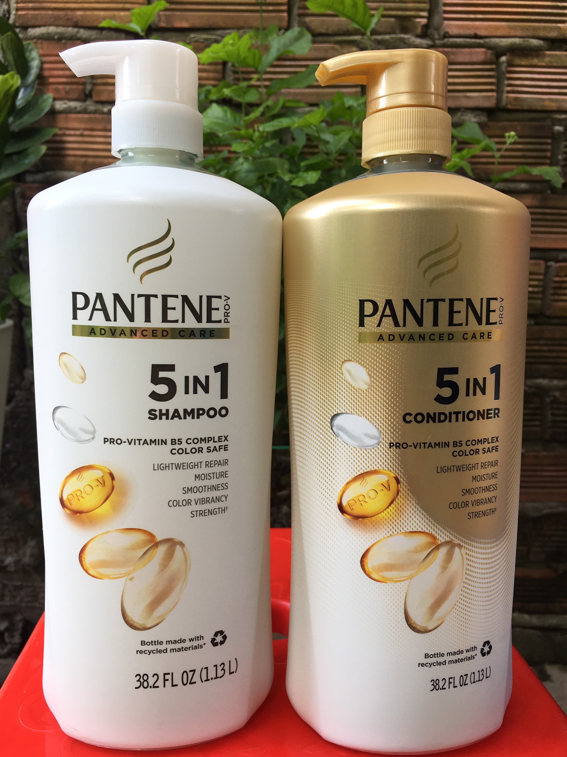 [Hcm][Hàng Mỹ/New] Bộ Dầu Gội Và Dầu Xả Chăm Sóc Nâng Cao Pantene 5 Trong 1 - Chai 1.13 Lít