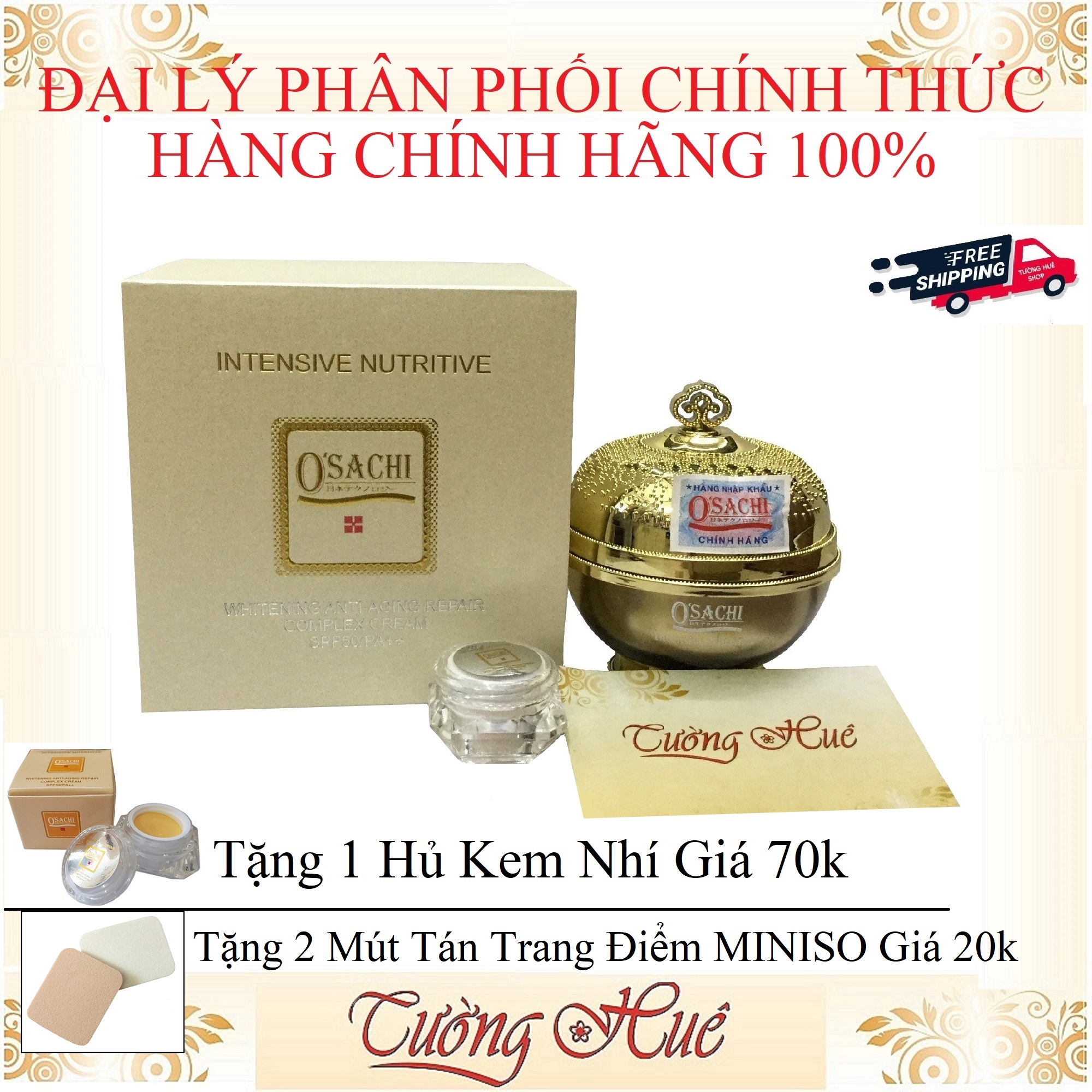 Kem Dưỡng Trắng Da Cao Cấp Chuyên Sâu Osachi Intensive Nutritive - 25G ( Tặng 2 Mút Tán Trang Điểm )