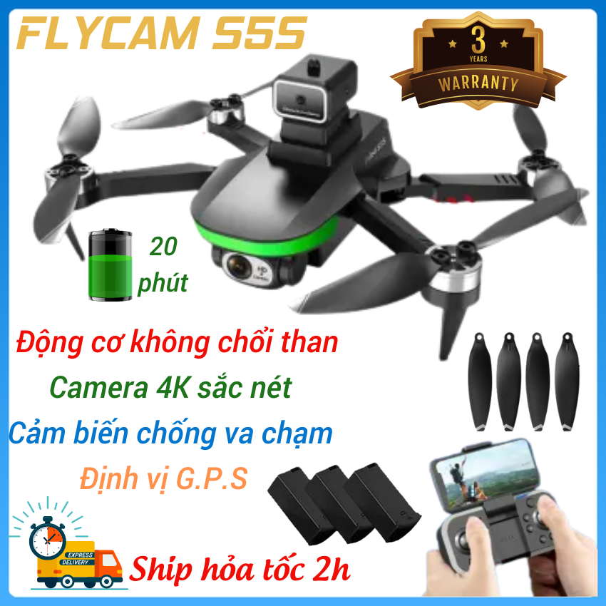 [Bảo Hành 2 Năm - Lỗi 1 Đổi 1] Máy bay điều khiển từ xa có camera Flycam drone 8K S5S Ply cam mini 2 camera Máy bay camera mini Play cam mini động cơ không chổi than cảm biến chống va chạm chống rung