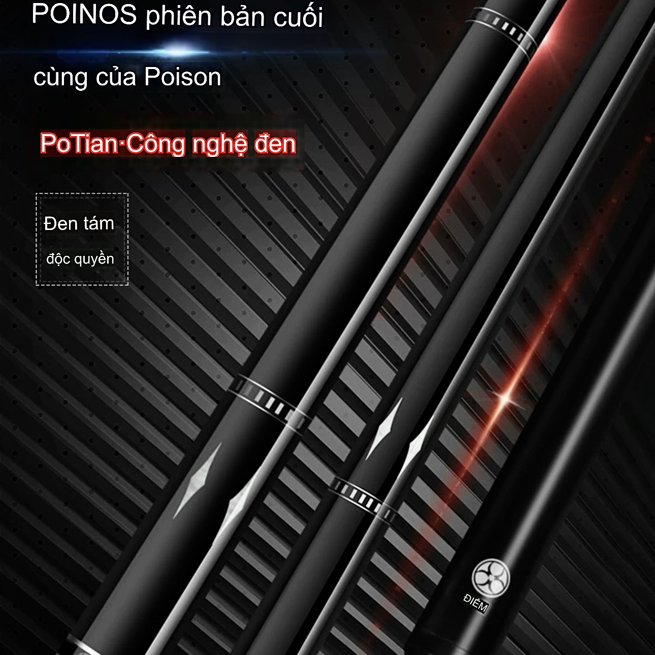 Cơ bida/ Bi A Poinos Carbon Series Gen 2 -tặng kèm combo phụ kiện hãng- Pool Lip 3c