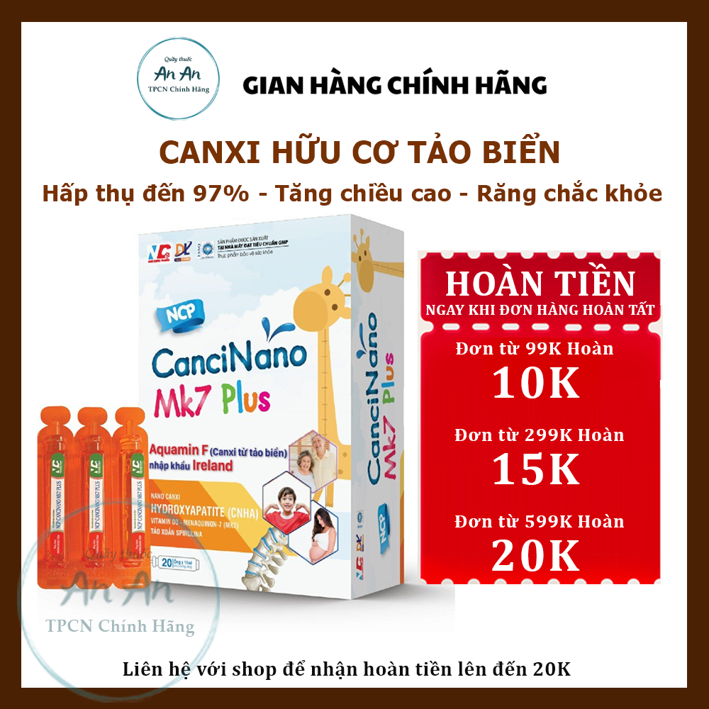 [CHÍNH HÃNG] NCP Canxi nano MK7 PLUS  Bổ sung canxi hữu cơ cho bé còi xưng suy dinh dưỡng - ống 10ml