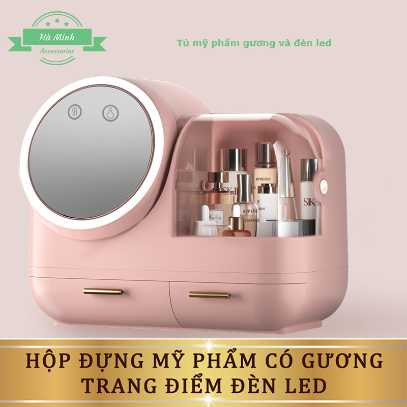 Ệ Đựng Đồ Trang Điểm Hộp Đựng Mỹ Phẩm Nhập Khẩu Kèm Gương Đèn Led - Hàng Cao Cấp