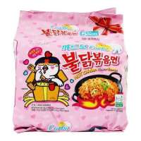 Lốc 5 gói mì khô trộn gà Samyang vị phô mai Carbonara (Mì Hồng/140gram)