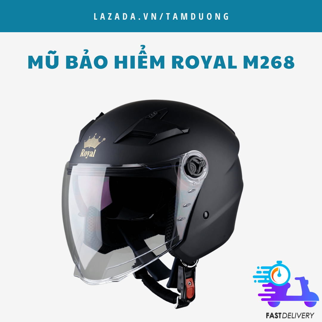 Mũ Bảo Hiểm 3/4 Royal M268 (2 Kính)