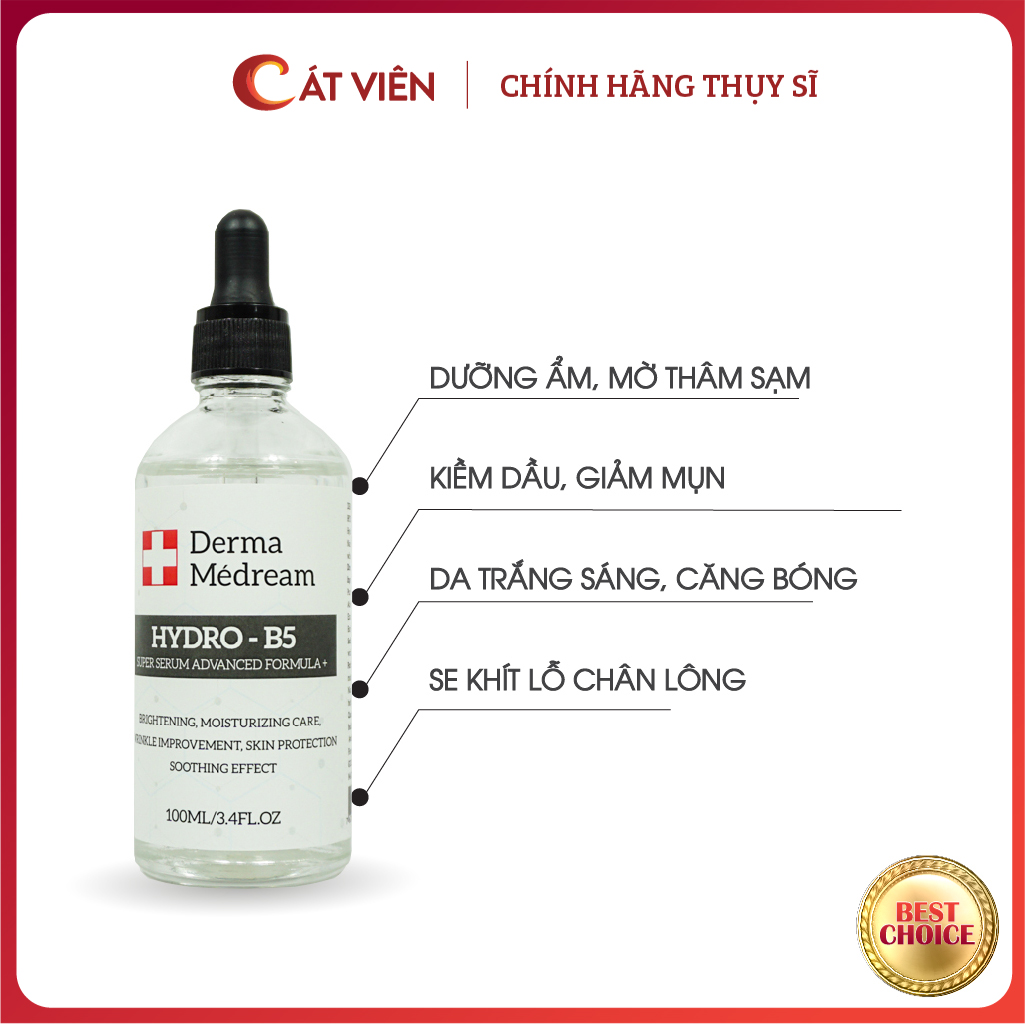 Serum Dưỡng Trắng Kiềm Dầu Hydro B5 Derma Me’dream Dưỡng Ẩm Chuyên Sâu Kiềm Dầu Giảm Mụn Se Khít Lỗ Chân Lông Làm Đều Màu Da - Chai 100Ml