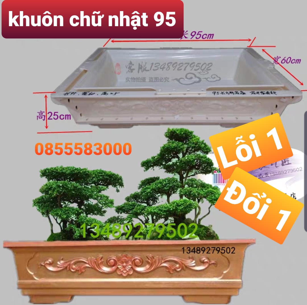 khuôn chậu cảnh chữ nhật 95 (khuôn chậu ABS có lòng trong)