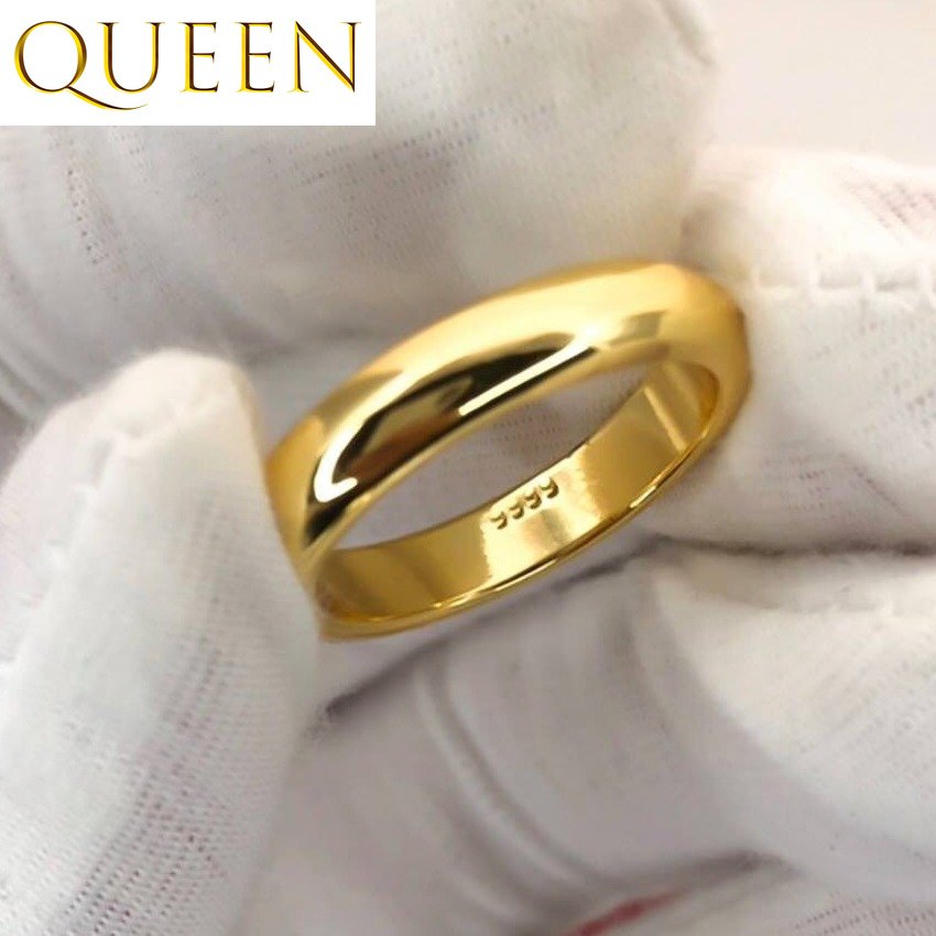 Nhẫn vàng thật 18k nhẫn mì trơn nam nữ cùng trang sức cưới