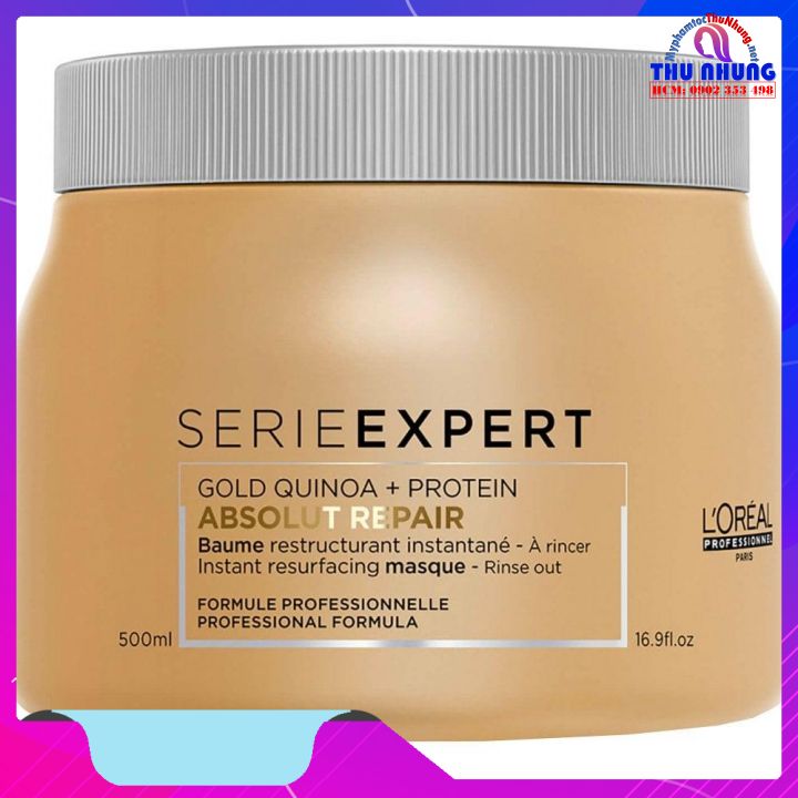 [HCM][LOREAL CHÍNH HÃNG] Dầu hấp ủ LORÉAL Serie Expert Gold Quinoa + Protein Absolut Repair Golden Masque Diêm mạch vàng phục hồi tóc hư tổn - 500ml