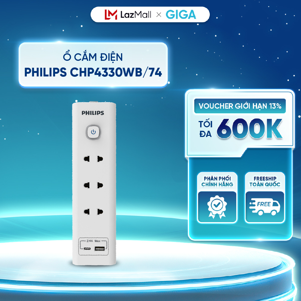 Ổ cắm điện Philips CHP4330WB/74 - Công suất 2500W