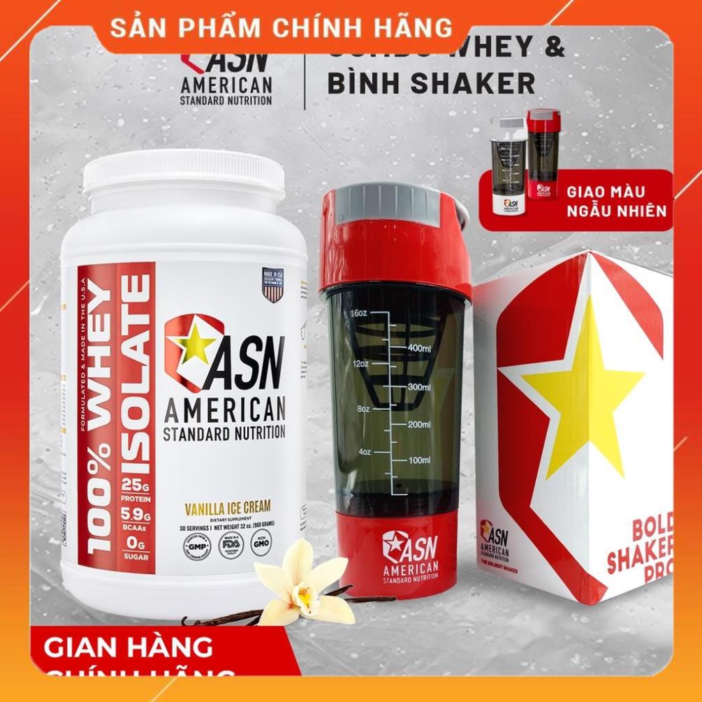 BỘT TĂNG CƠ CHO NGƯỜI TẬP GYM: COMBO ASN WHEY PROTEIN ISOLATE( VỊ TÙY CHỌN) & BÌNH SHAKER TIỆN DỤNG