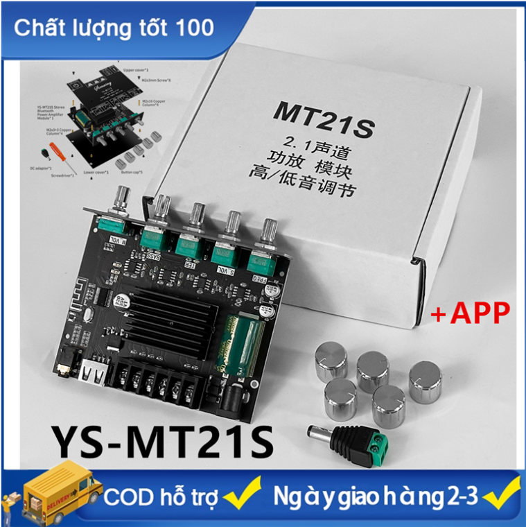 ZK-MT21/YS-MT21S  2.1 Kênh Bluetooth 5.0 Bảng mạch khuếch đại loa siêu trầm 50WX2 + Công suất 100W Bảng mạch