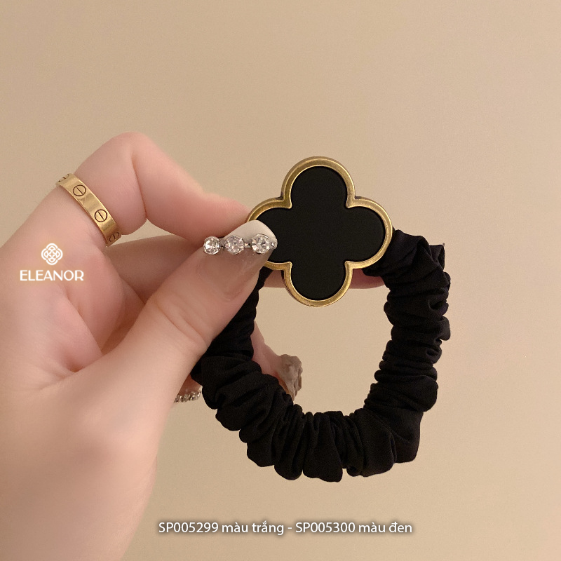 Dây buộc tóc nữ Eleanor Accessories dây cột tóc hình cỏ bốn lá may mắn phụ kiện tóc 5299