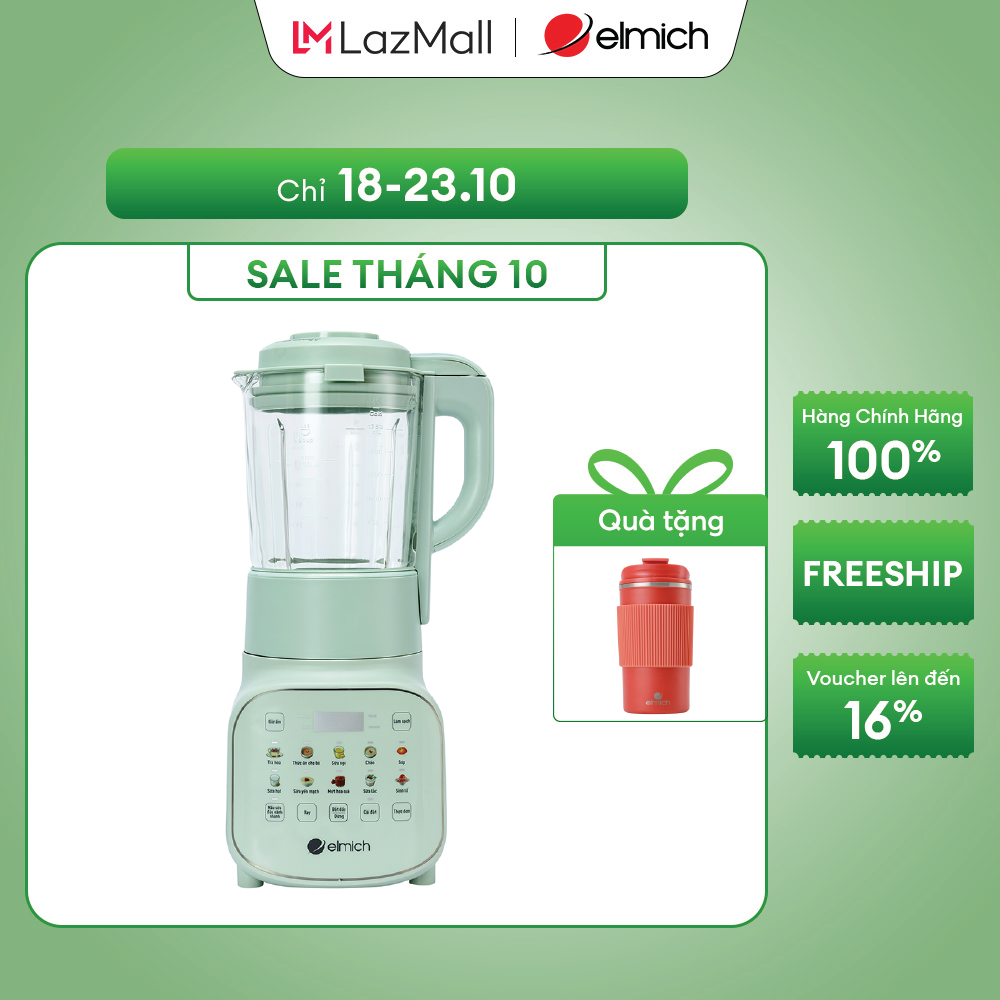 Máy xay làm sữa hạt Elmich CBE-8974 - Dung lượng 1.75L, Thân cối thủy tinh, Lưỡi dao inox 3 tầng 10 cánh