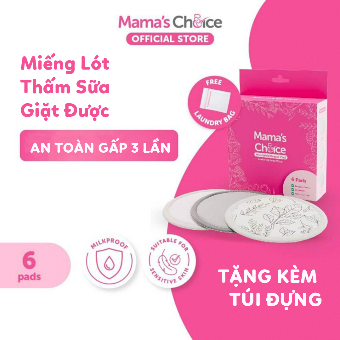 Miếng lót hút sữa Mama’s Choice giặt được mỏng nhẹ thấm hút nhanh chống tràn - hộp 6 miếng